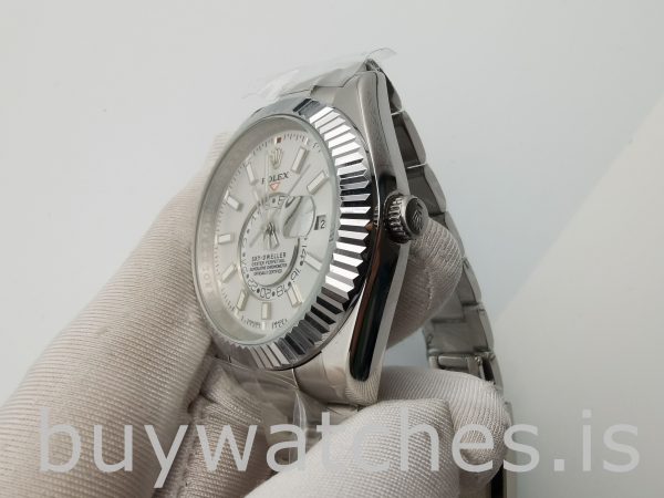 Rolex Sky-Dweller 326934 Ceas alb pentru bărbați cu cadran alb de 42 mm
