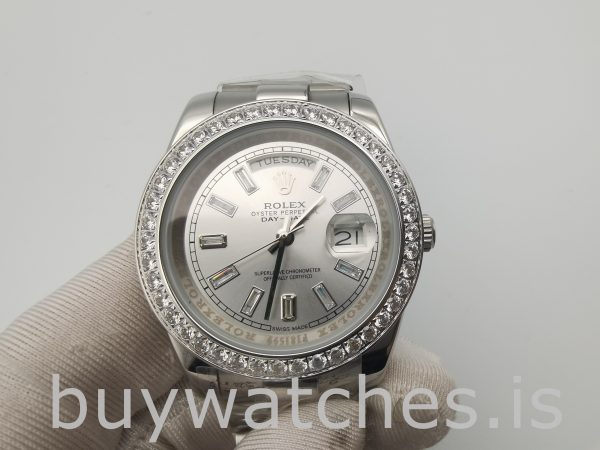 Rolex Day-Date 228349RBR Ceas automat pentru bărbați cu cadran argintiu de 40 mm