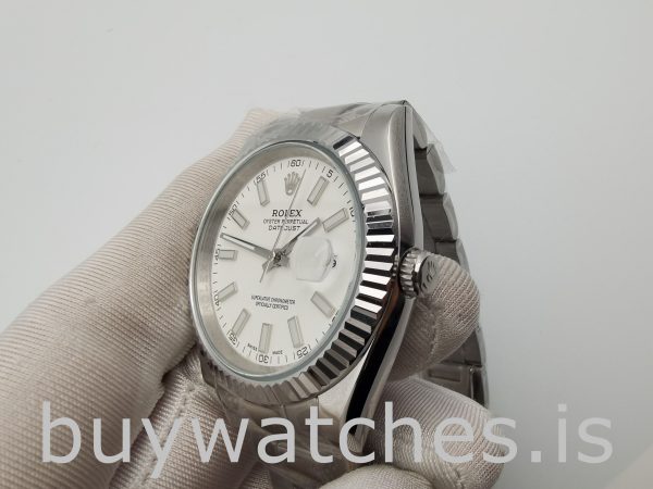 Rolex Datejust 116300 Ceas automat din oțel cu cadran alb de 41 mm pentru bărbați